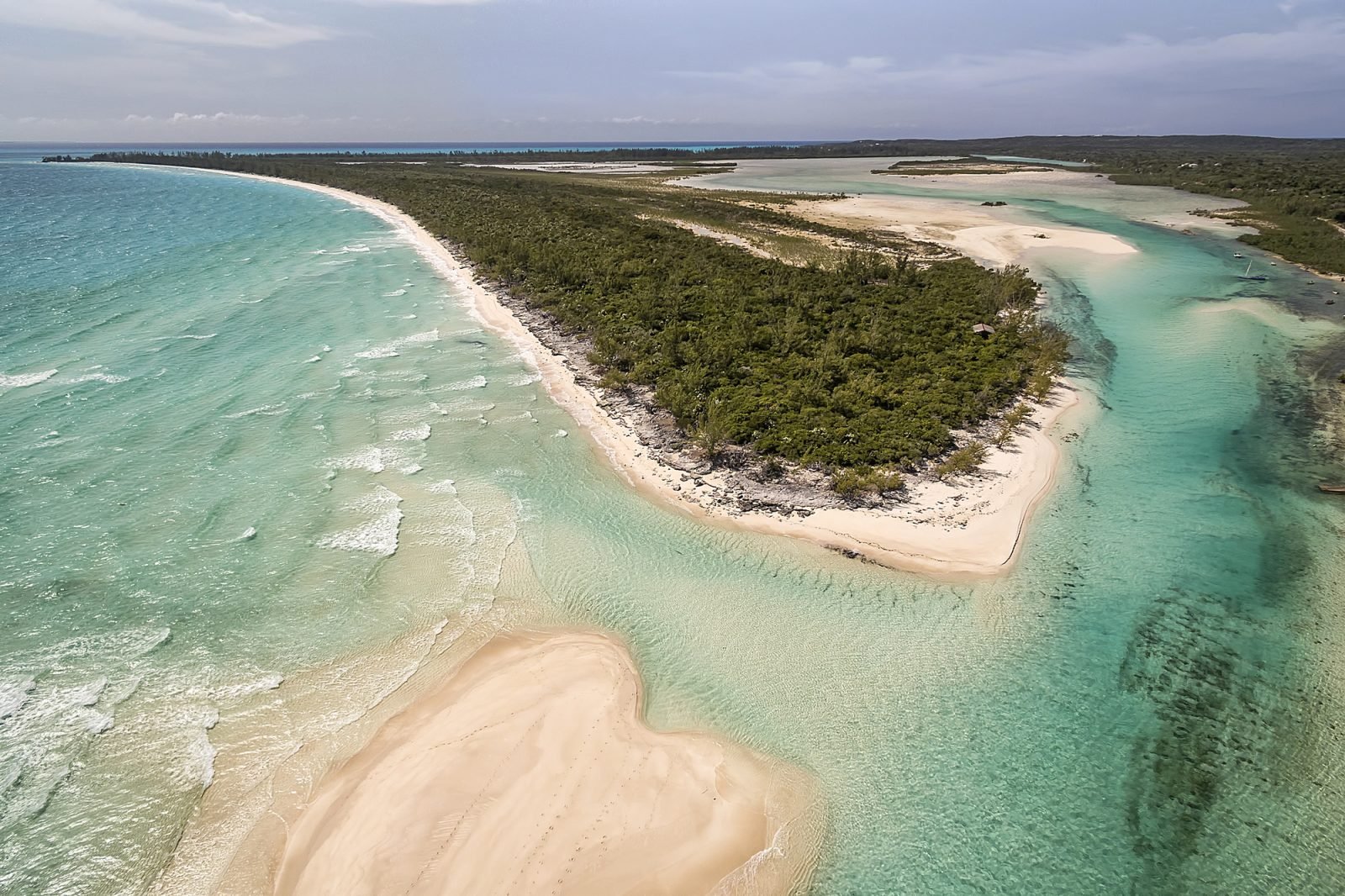 Sandbar and shallow turquoise water on Cat Island